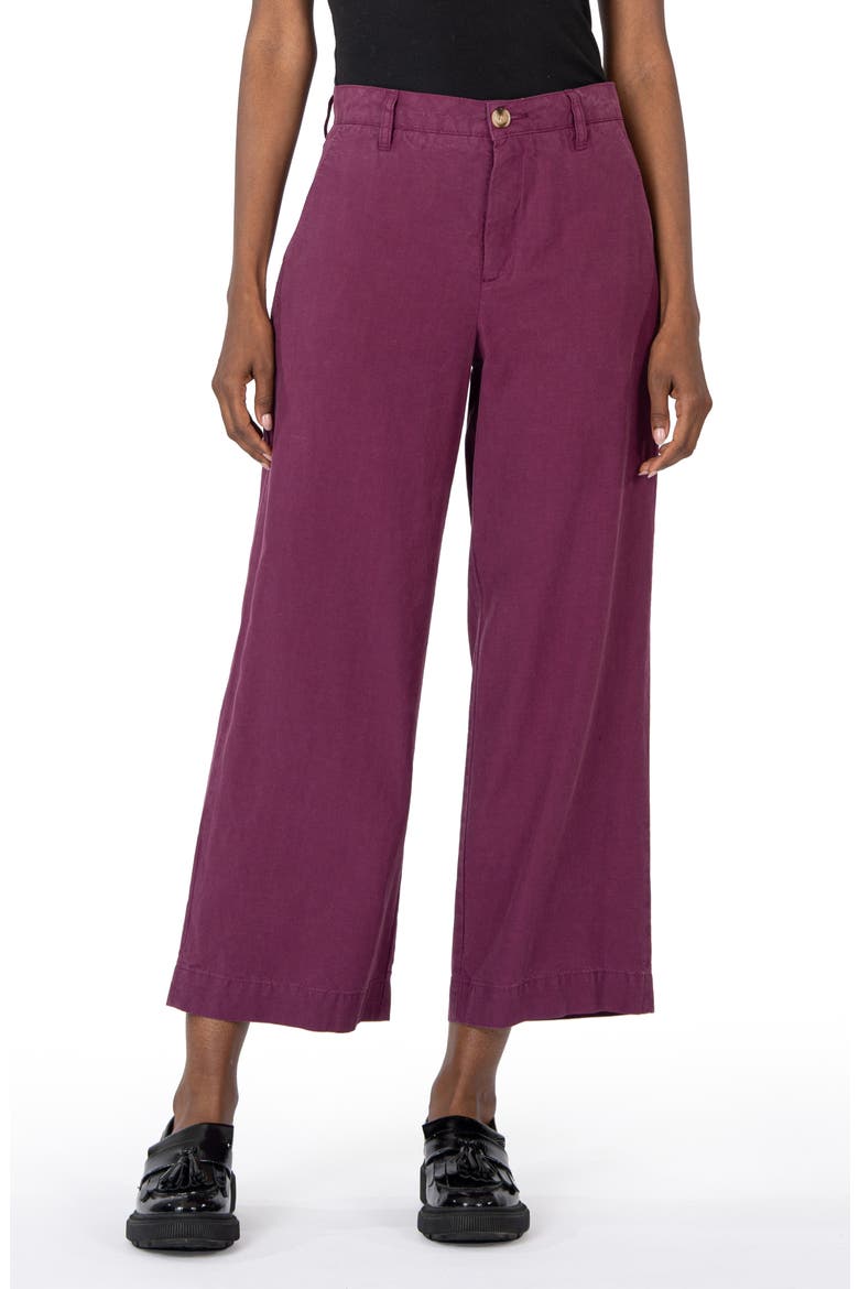 High Rise Crop Wide Leg Pants, Main, color, MULBERRY
