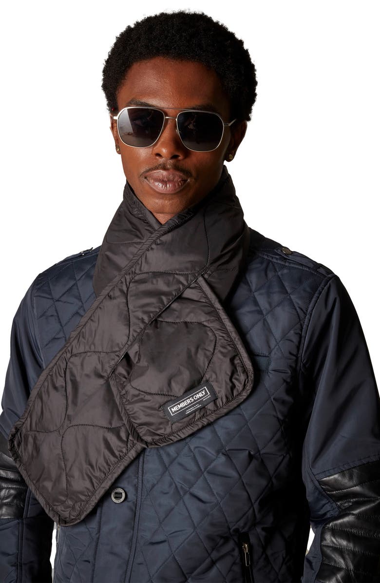 Members Only Quilted Scarf, Main, color, Black