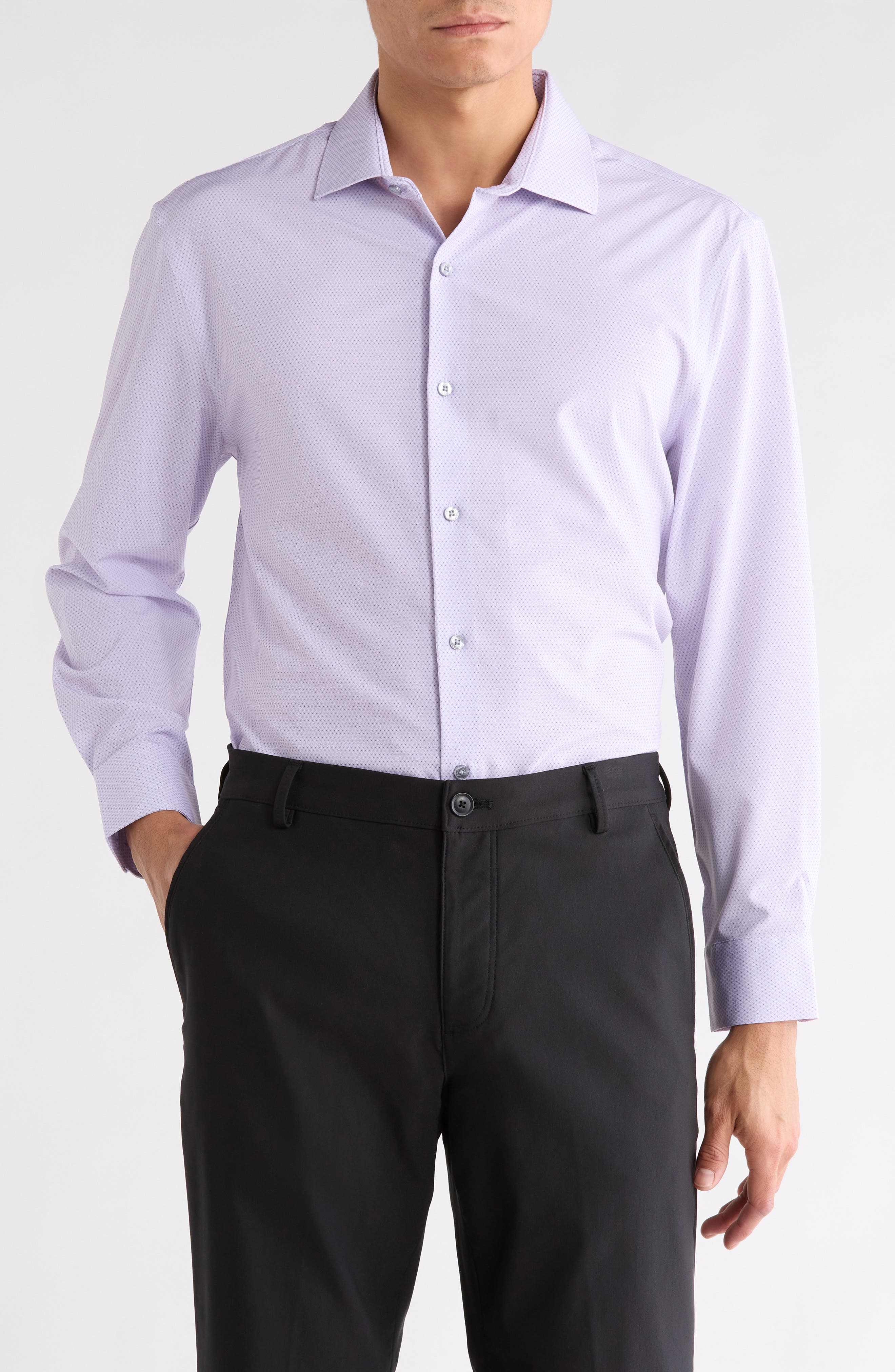 Perry Ellis Slim Fit Geometric Print Performance Tech Dress Shirt