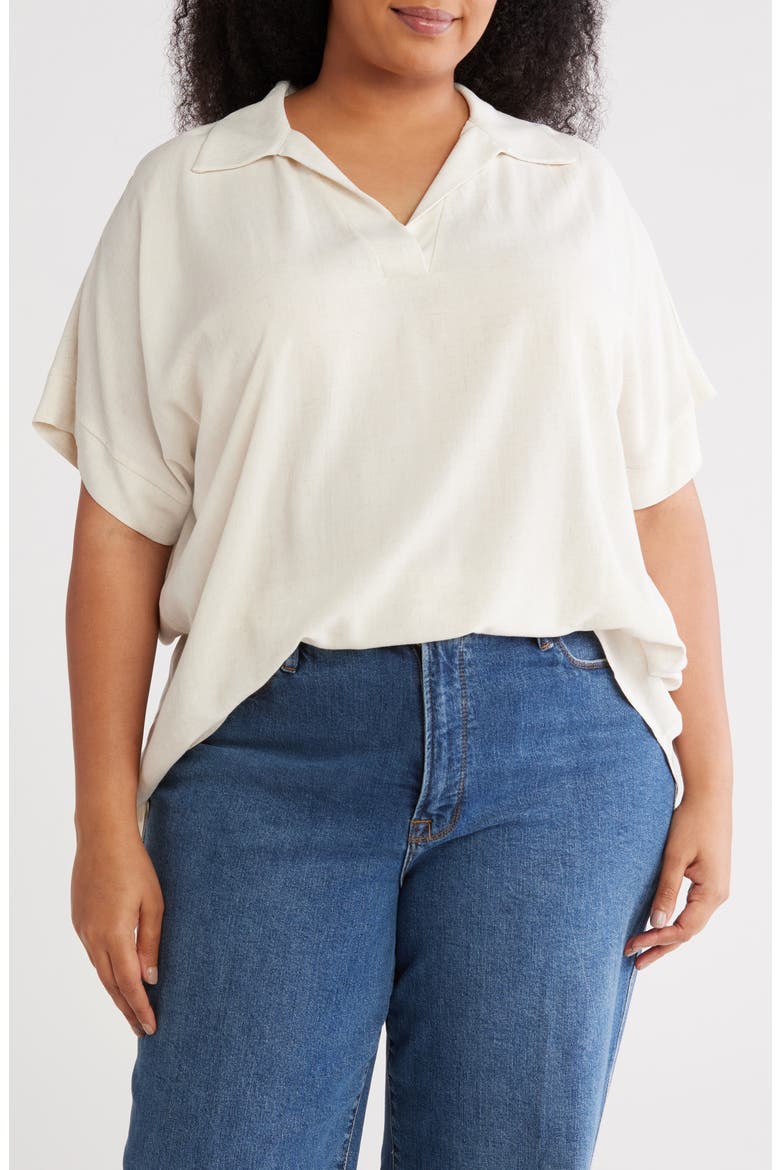 Collared Knit Top, Main, color, LINEN