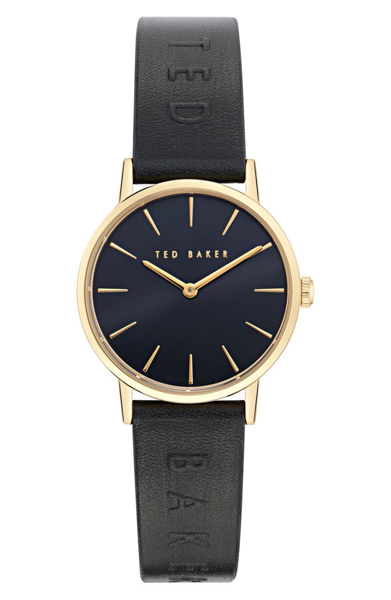 Ted Baker Classic Leather Strap Watch, 32mm, Main, color, Black