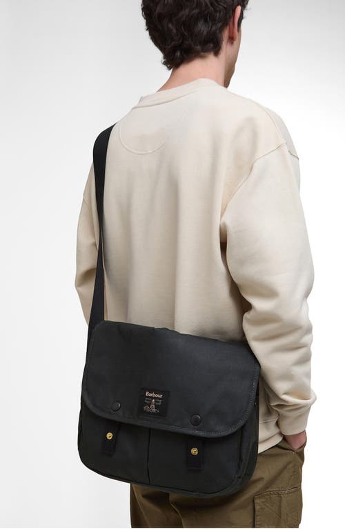 Barbour Field Riever Wax Cotton Crossbody Bag In Green