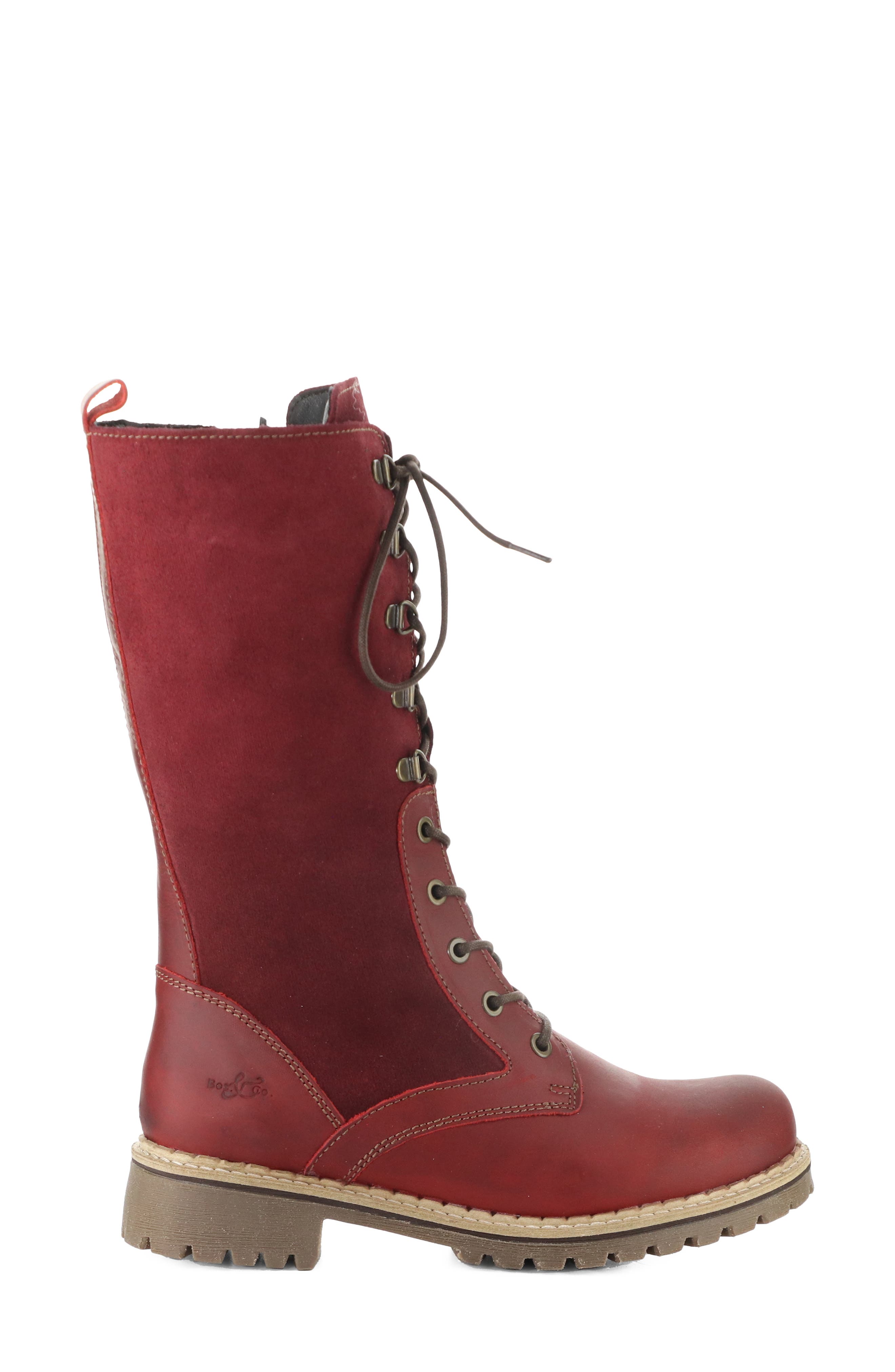 Havi Leather Lace-Up Tall Boot, Alternate, color, RED/ SANGRIA