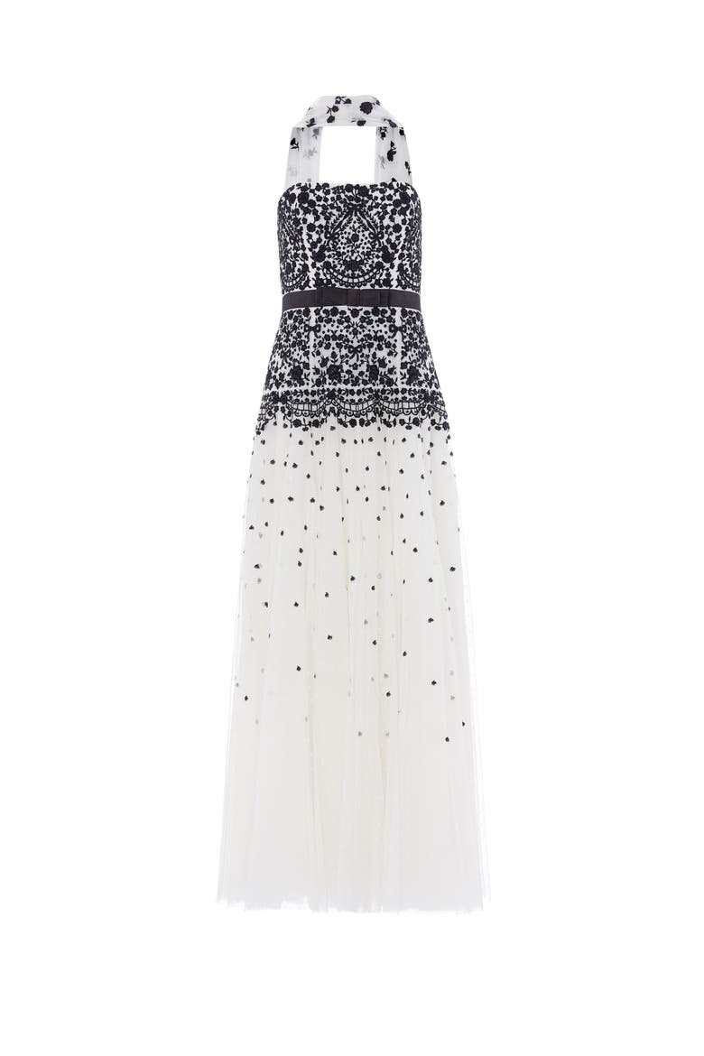 Romantic Lace Strapless Ball Gown, Alternate, color, Chalk/Graphite