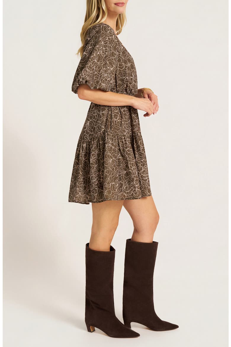 Kensington Bubble Sleeve Tiered Dress, Alternate, color, MOSS/ BLUSH