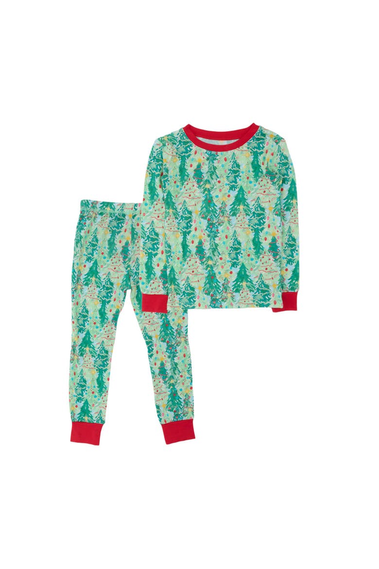 Gender Incusive Holiday Long Sleeve Pajama Set, Main, color, Green Jolly Grove