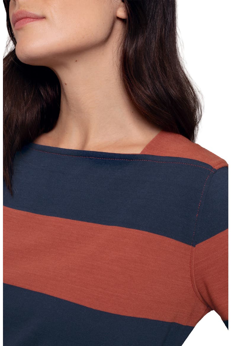 Shoulder Insert Square Neck Top, Alternate, color, Burnt Henna / Dark Navy