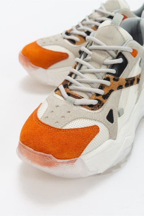 Forever & Always Shoes Loretta Platform Sneakers In White Orange