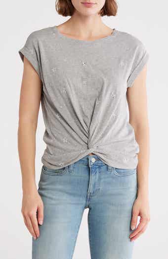 Lucky Brand Star Embroidered Twist Front T-Shirt