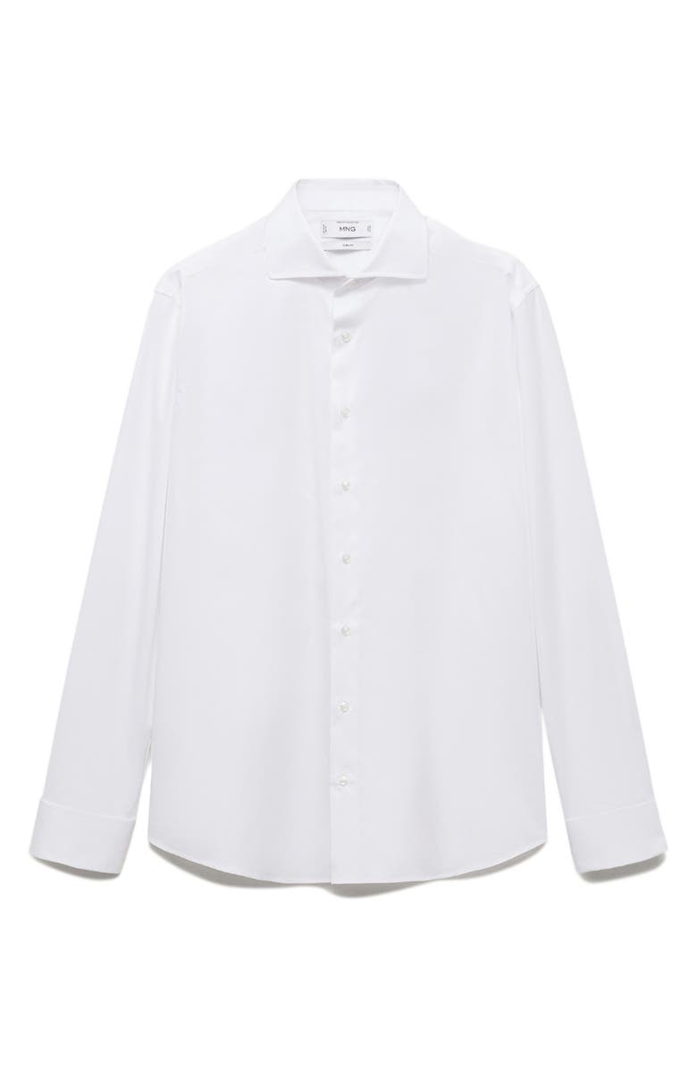 MANGO Slim Fit Cotton Twill Button-Up Shirt, Alternate, color, White