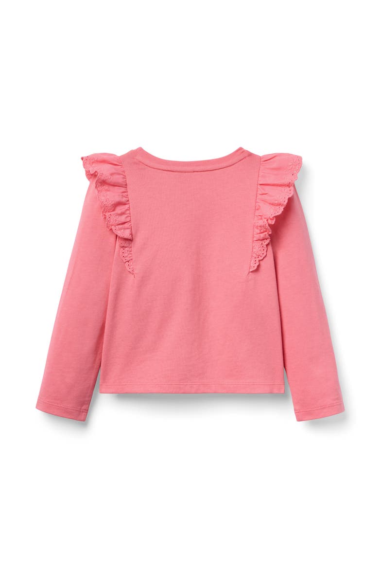 Eyelet Ruffle Shoulder Top, Alternate, color, Coral