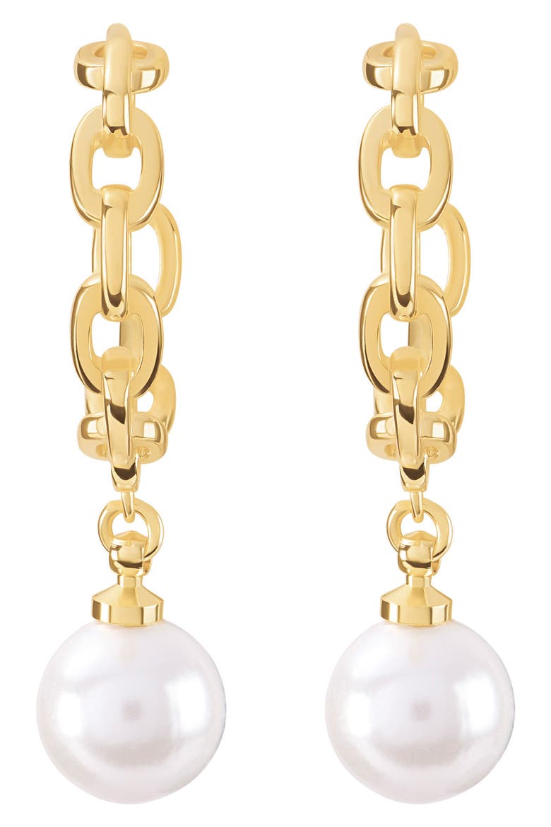 Simulated Pearl Chain Drop Hoop Earrings video