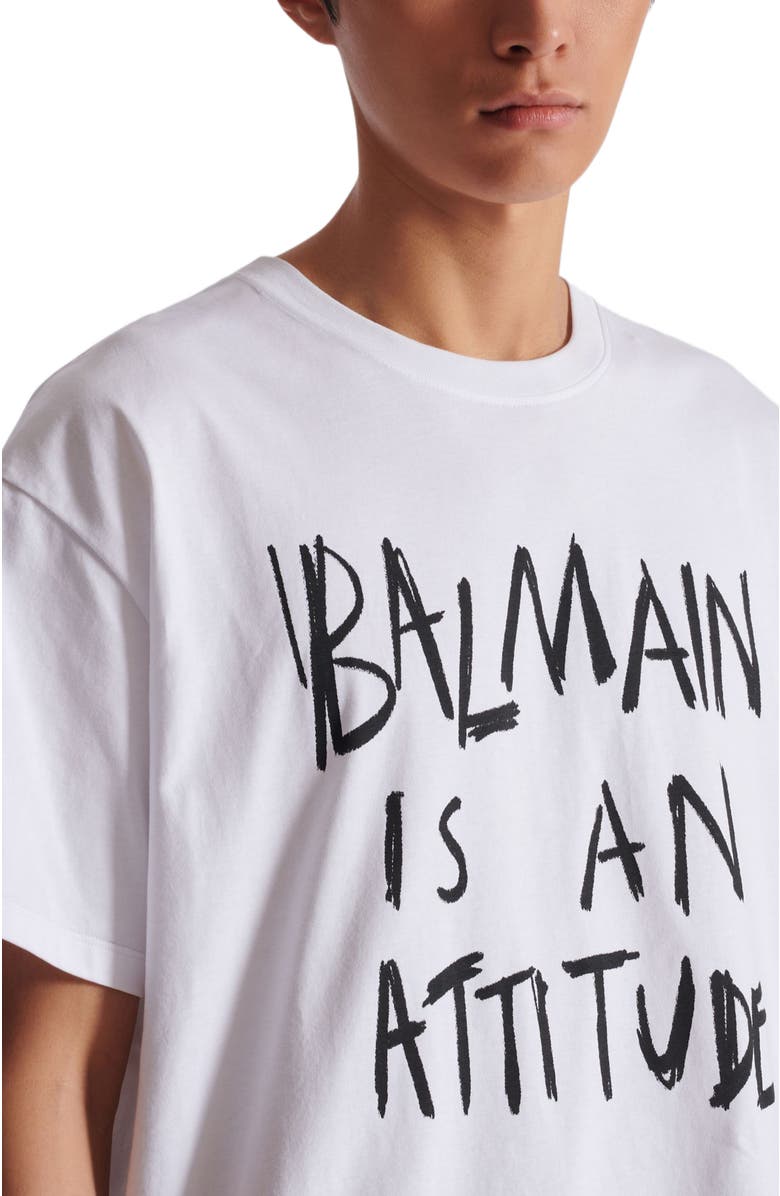 Balmain Coton Printed T-shirt, Alternate, color, White