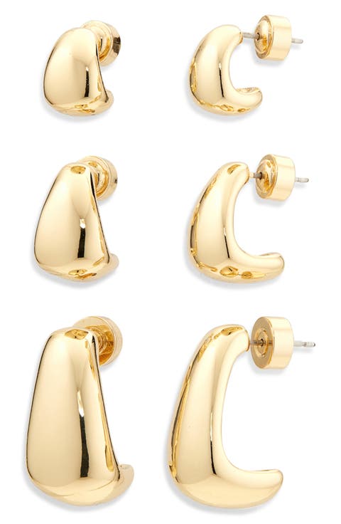 Set of 3 Geometric Hoop Earrings