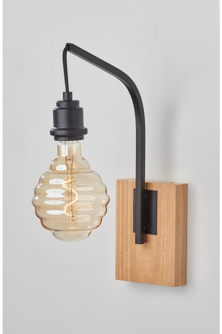 Wren Wall Sconce, Alternate, color, NATURAL WOOD WITH BLACK FINISH