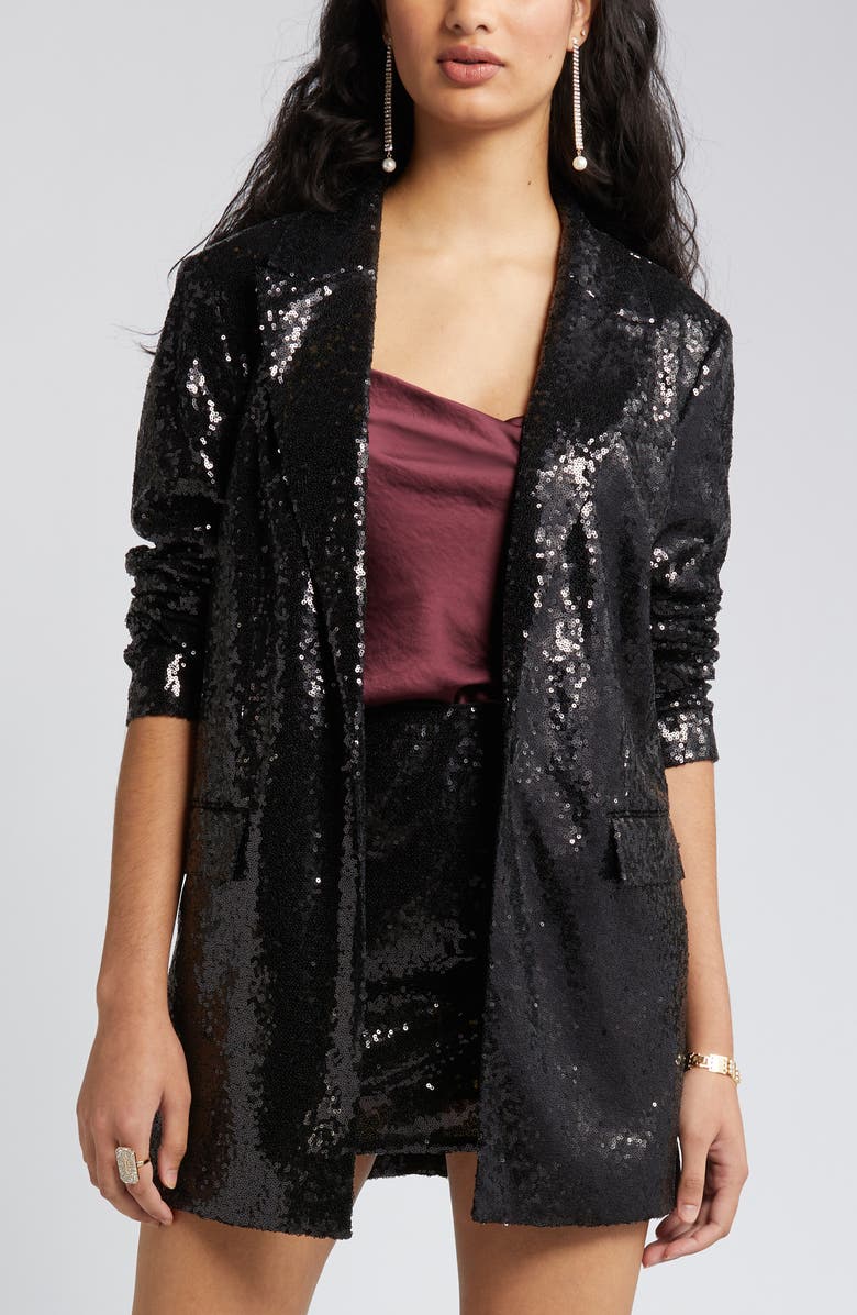 Open Edit Single Breasted Sequin Blazer, Main, color, 