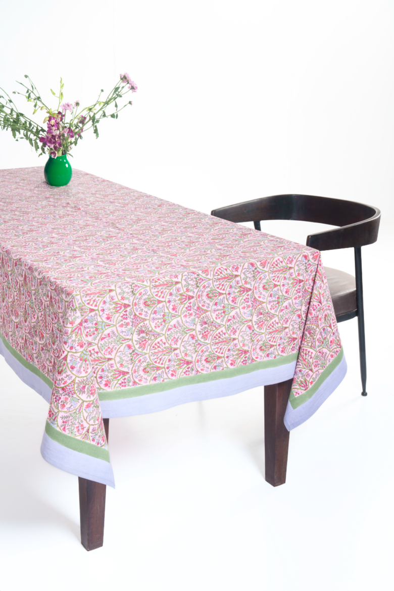 Pink Arch Blockprint Tablecloth, Alternate, color, 70x120