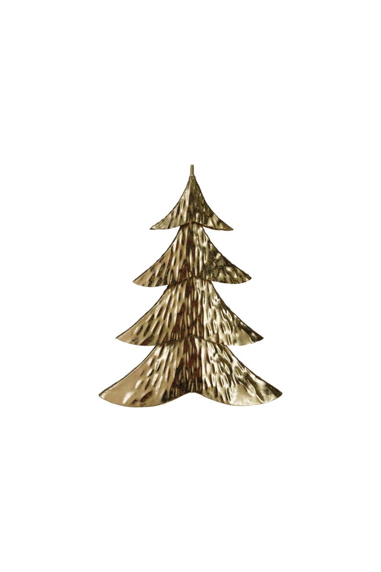 Gold Iron Tree Sculpture with Rustic Finish, Main, color, Gold