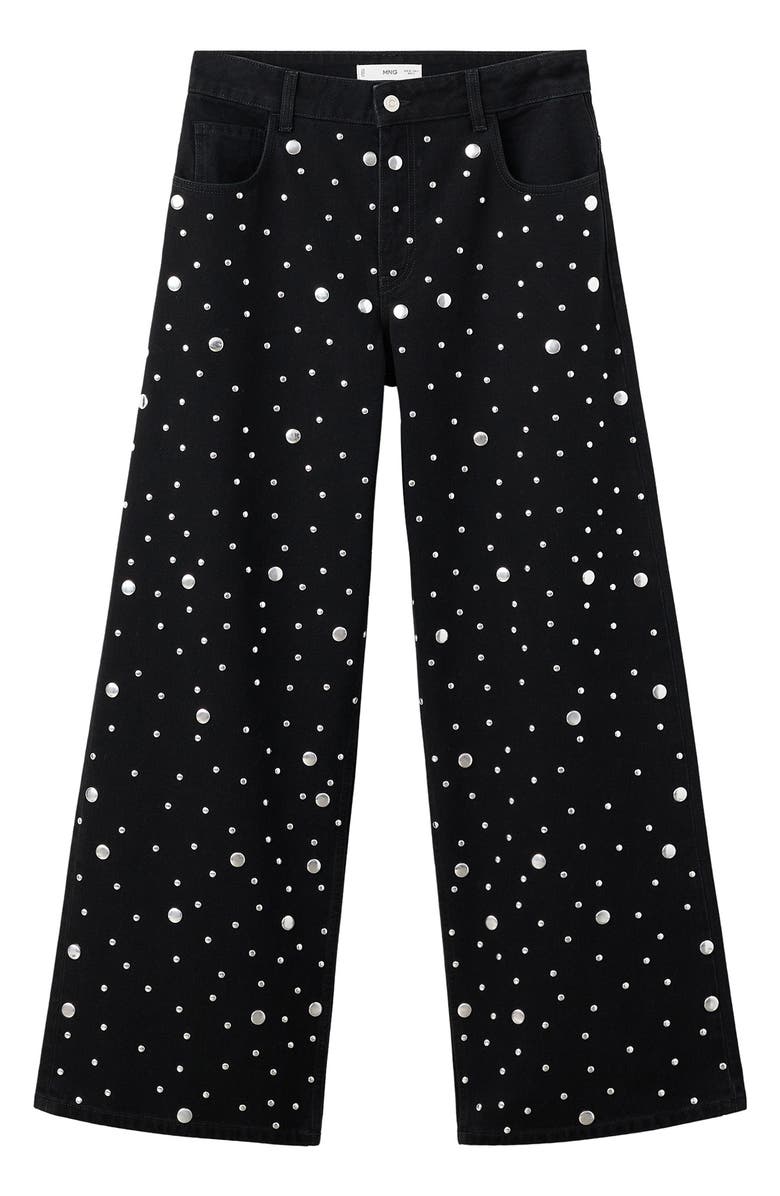 MANGO Stud Accent Straight Leg Jeans, Alternate, color,