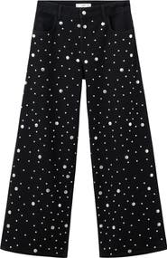 MANGO Stud Accent Straight Leg Jeans