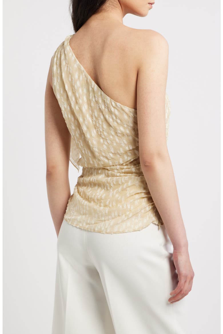 Corinne Dot Jacquard One-Shoulder Top, Alternate, color, LIGHT BEIGE