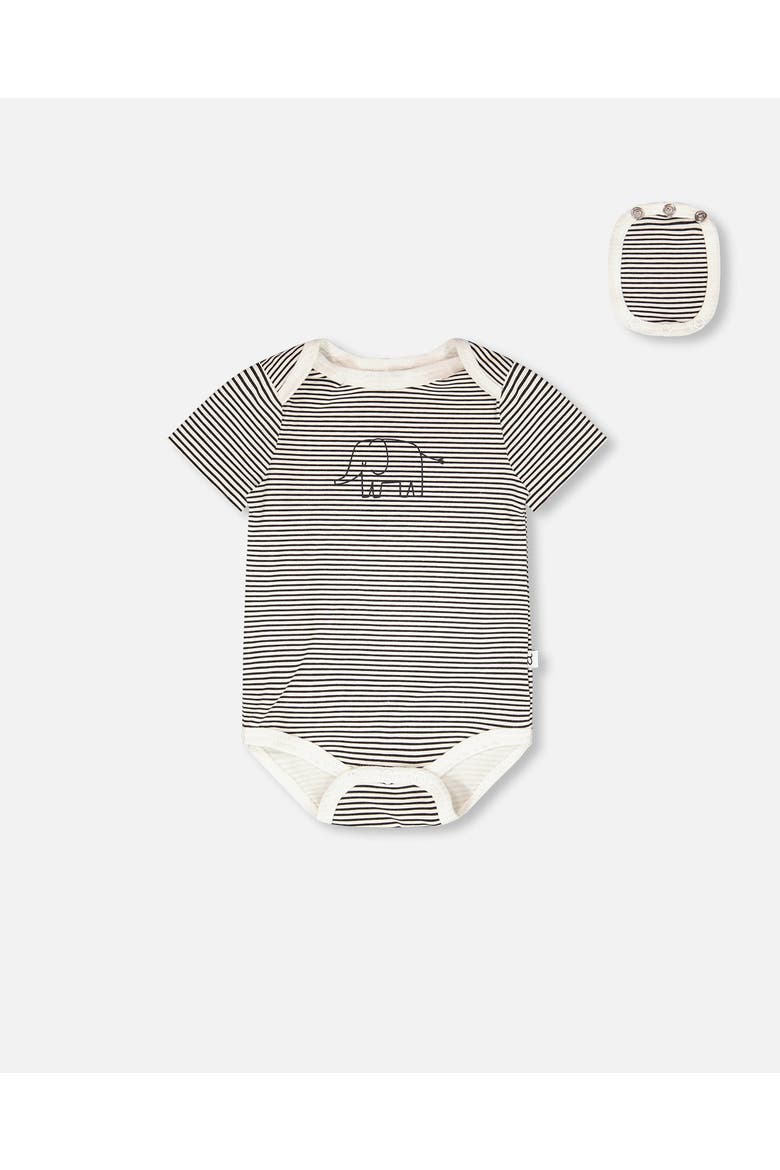 Evolutive Jersey Stripes Bodysuit, Main, color, Black & Off White Stripes