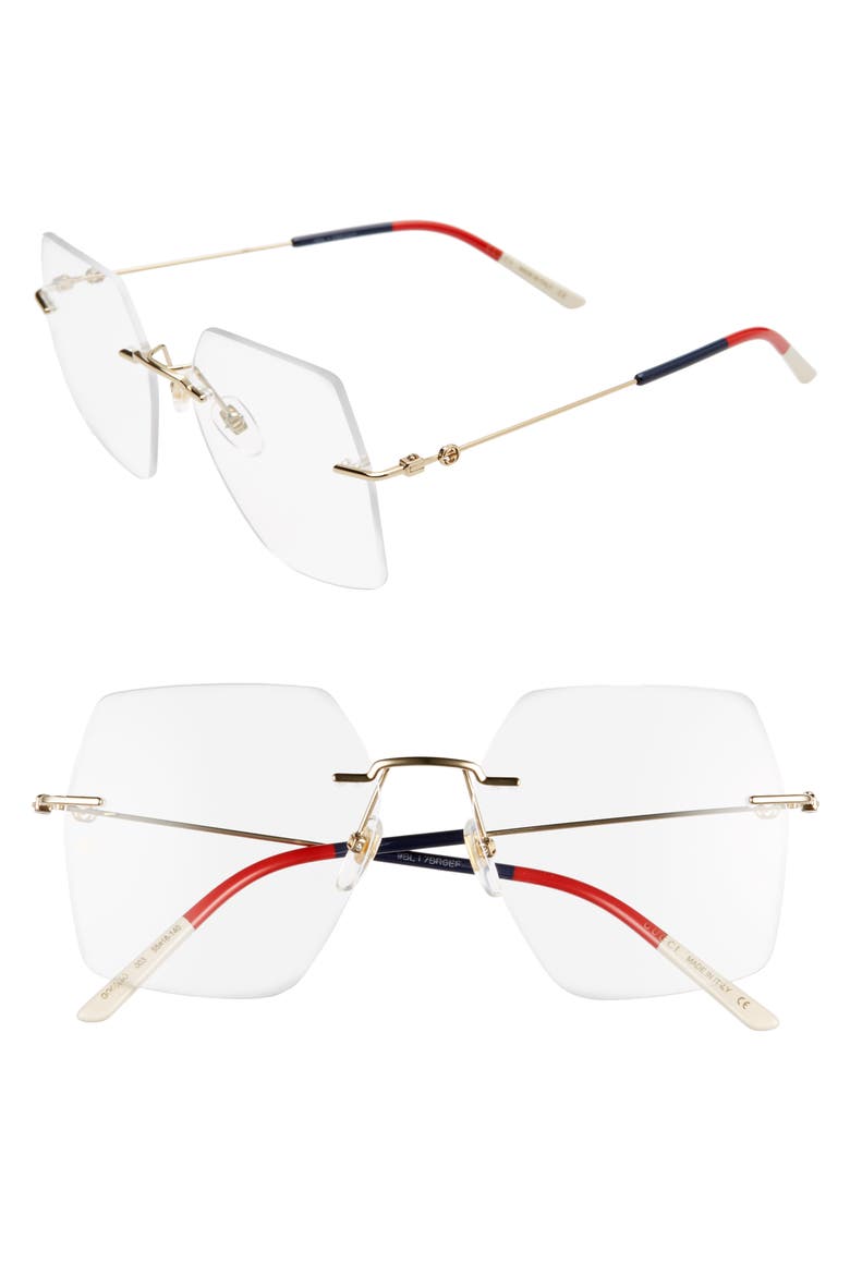 55mm Rimless Square Optical Glasses, Main, color, ENDURA GOLD J5G