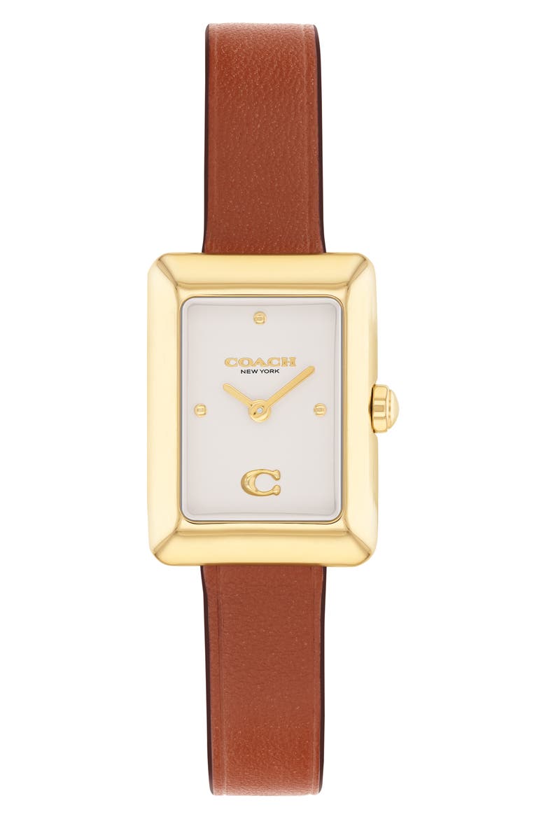 Mara Leather Strap Watch, 22mm x 30mm, Main, color, CHALK
