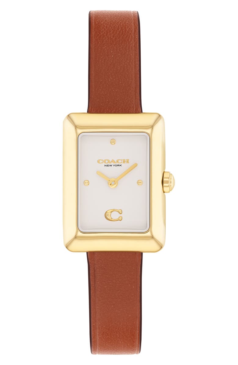 COACH Mara Leather Strap Watch, 22mm x 30mm, Main, color, Chalk