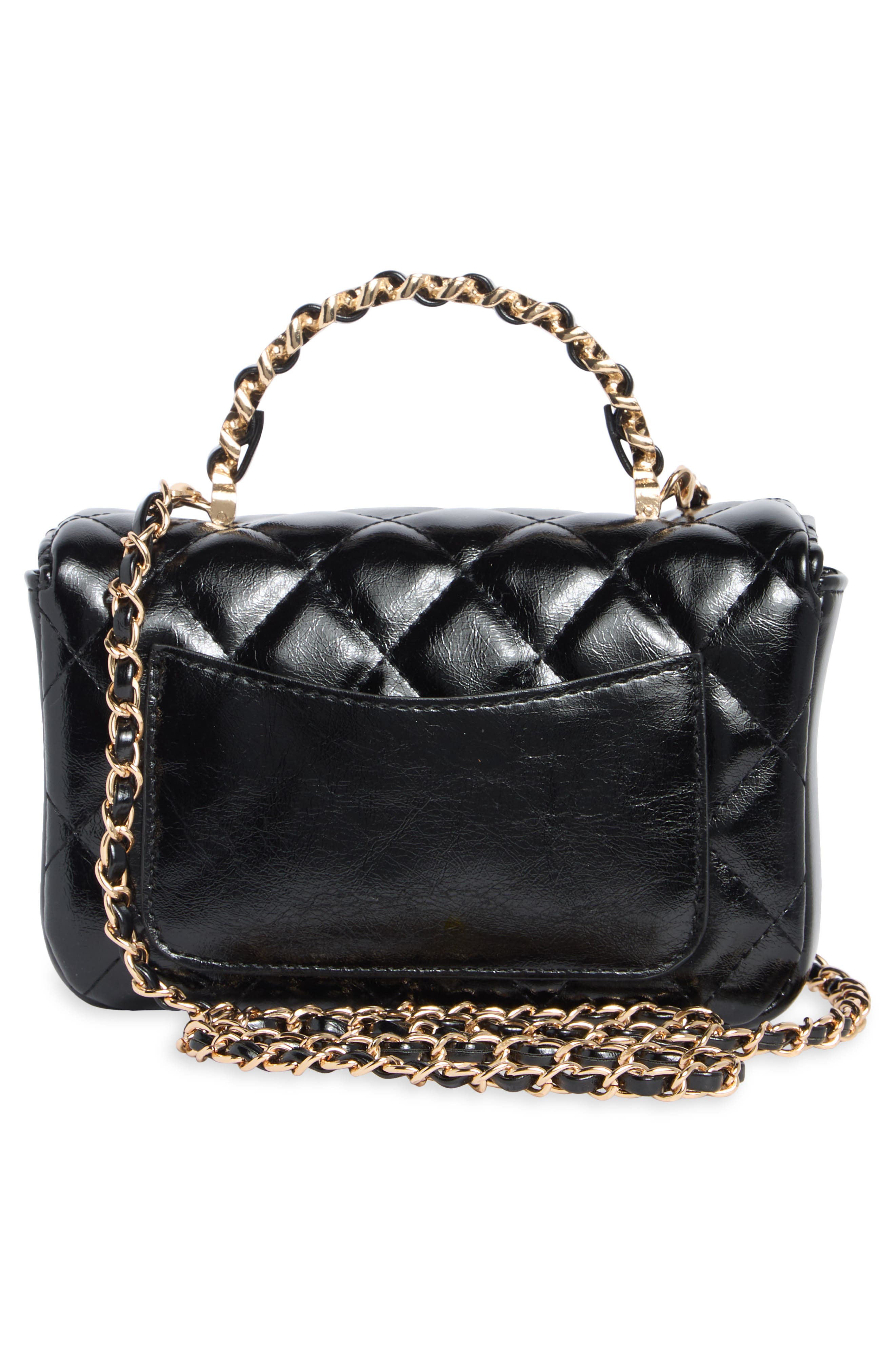 Quilted Faux Leather Crossbody Bag, Alternate, color, BLACK