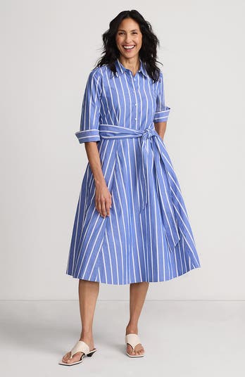 Lands' End Poplin Midi Wrap Front Dress | Nordstrom