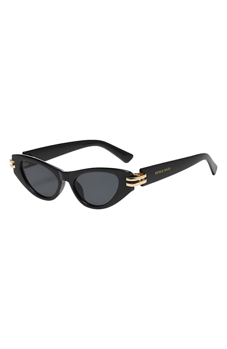 Fifth & Ninth Story 69mm Oversize Polarized Cat Eye Sunglasses, Alternate, color, Black/ Black