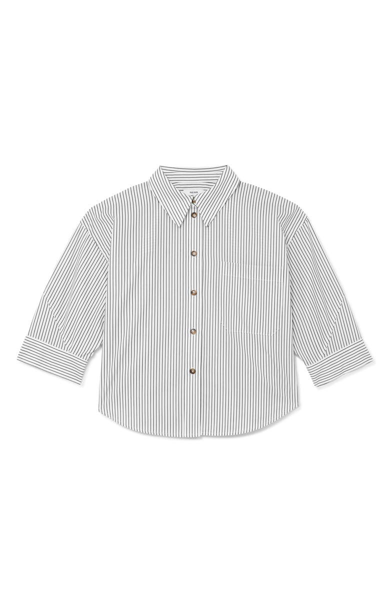 Reiss Saoirse Stripe Button-Up Shirt, Alternate, color, Ivory/ Blue