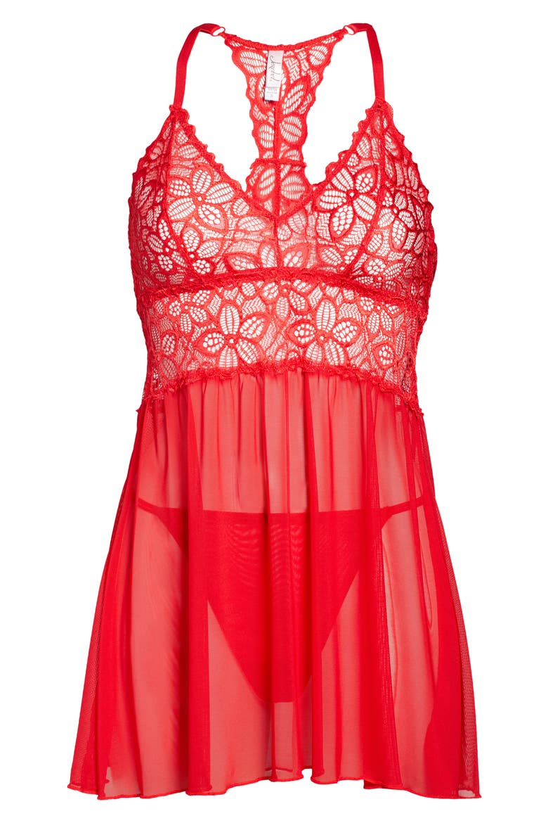 Renee Racerback Chemise and G-String Panties, Alternate, color, TANGO RED