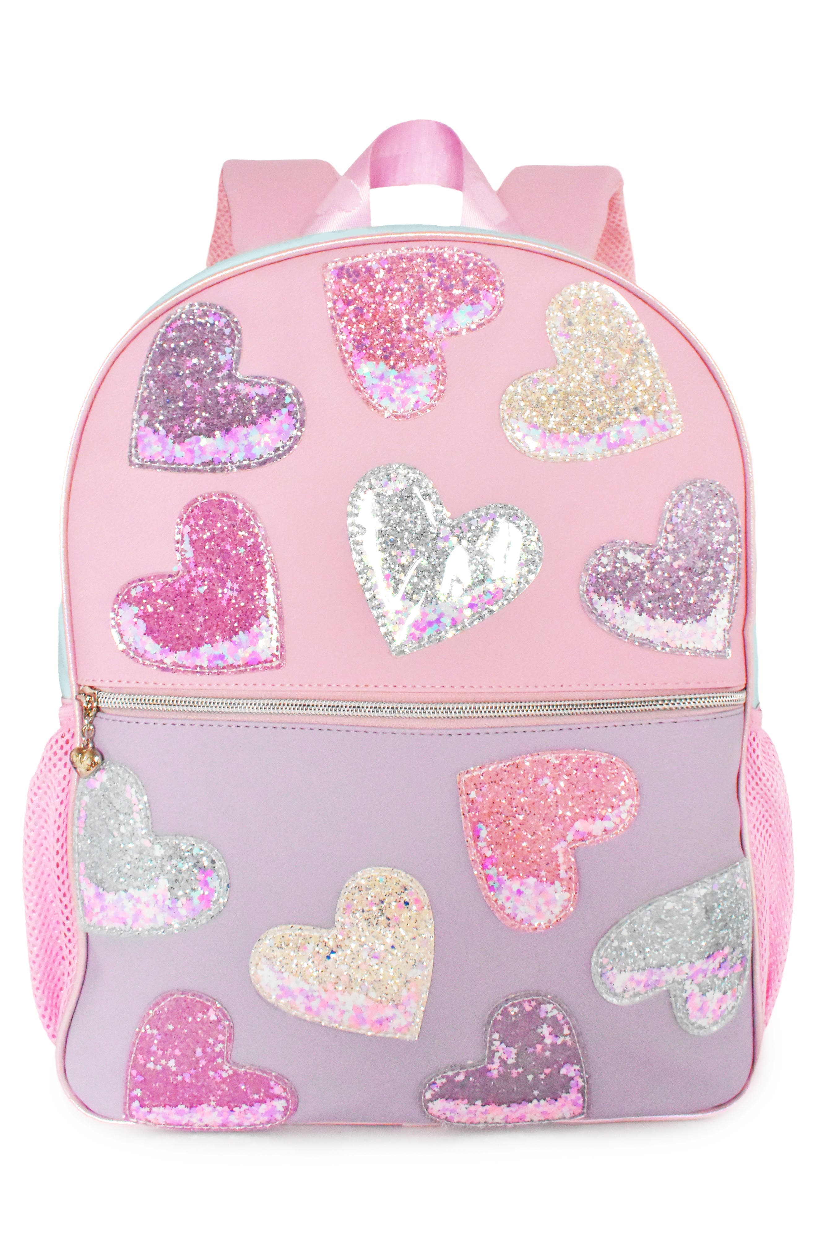 Glitter Heart Large Backpack, Alternate, color, MULTI COLORS