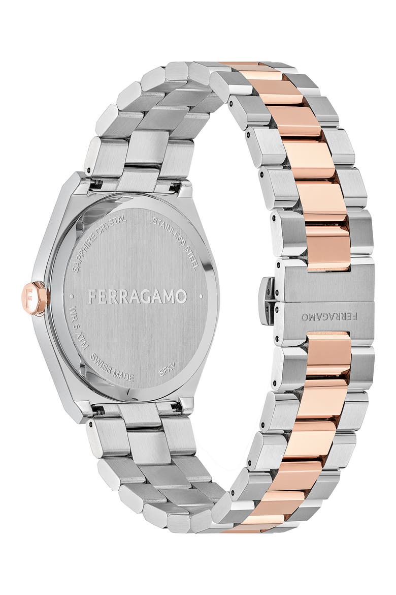 Vega Upper East Two-Tone Bracelet Watch, 40mm, Alternate, color, BLACK/ ROSE GOLD/ SILVER