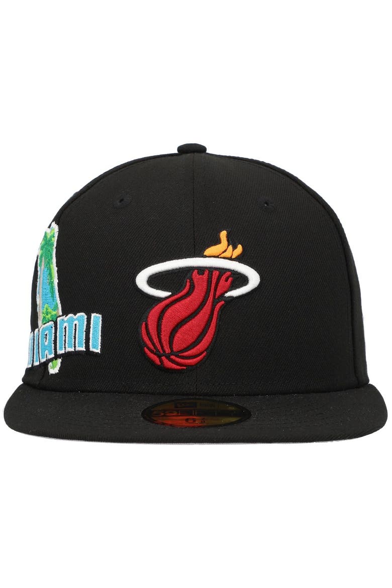 Men's New Era Black Miami Heat Stateview 59FIFTY Fitted Hat, Alternate, color, Black