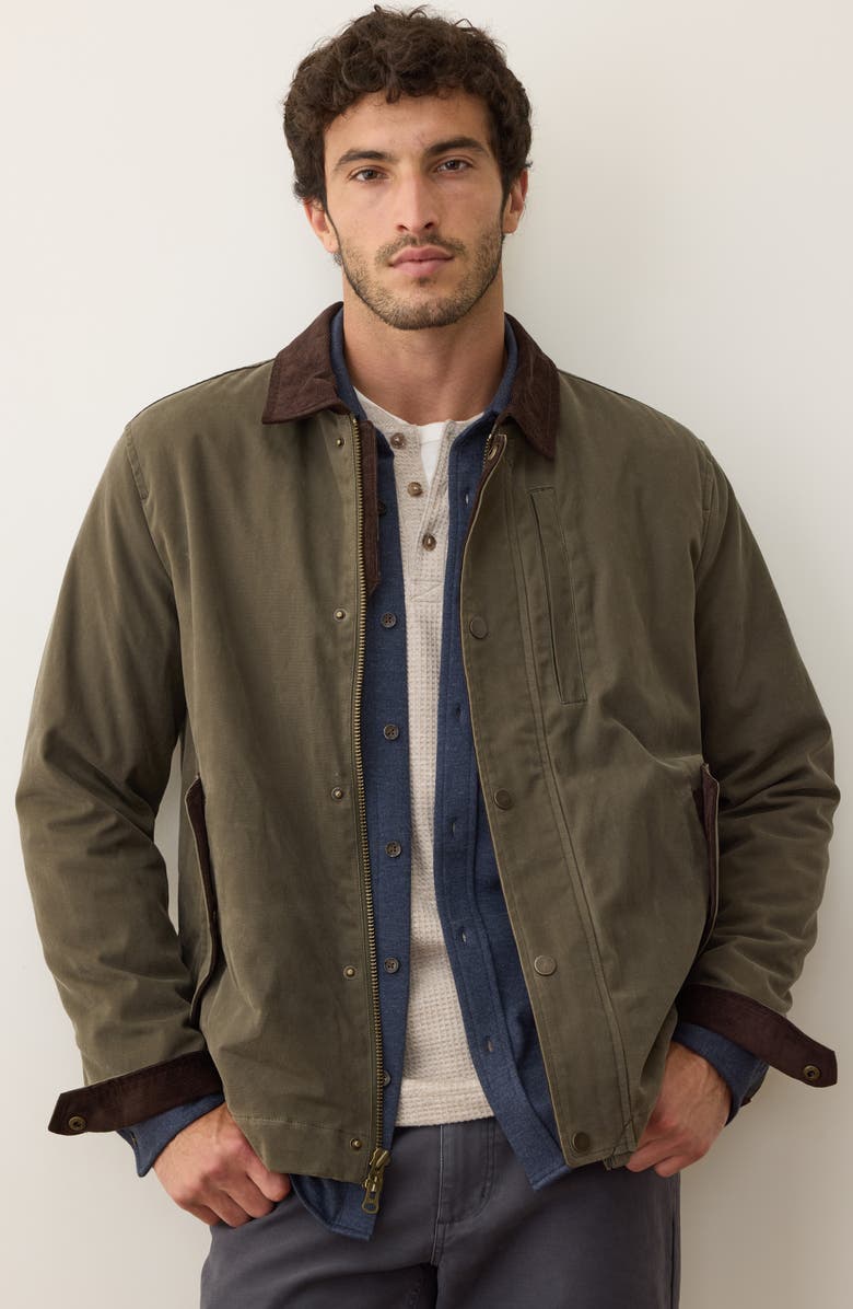 Marine Layer Waxed Canvas Barn Jacket, Alternate, color, Olive