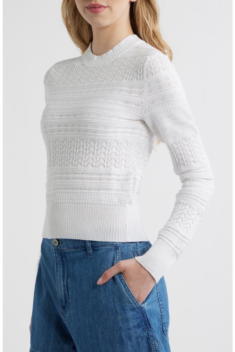 Cotton Crewneck Sweater, Alternate, color, WHITE