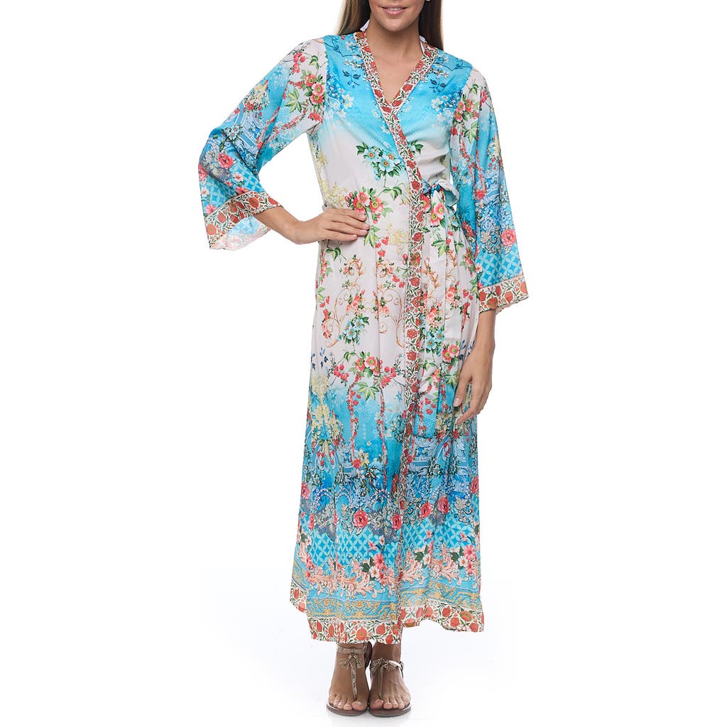 Ranee's Ranees Floral Cover-up Wrap In Blue