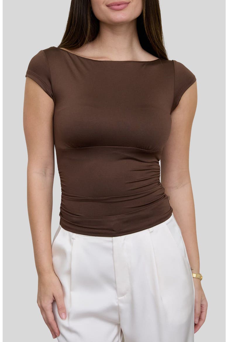 Boat Neck Top, Main, color, DARK BROWN