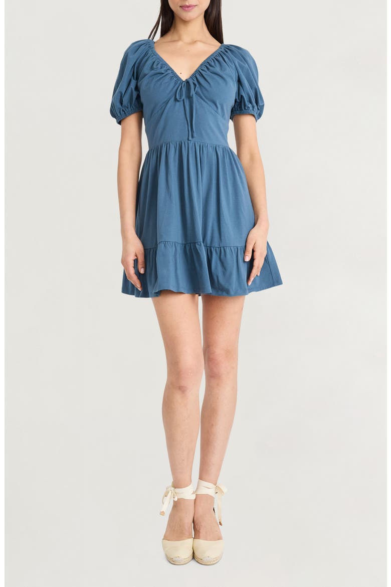 Solid Puff Sleeve Knit Dress, Main, color, ORION BLUE