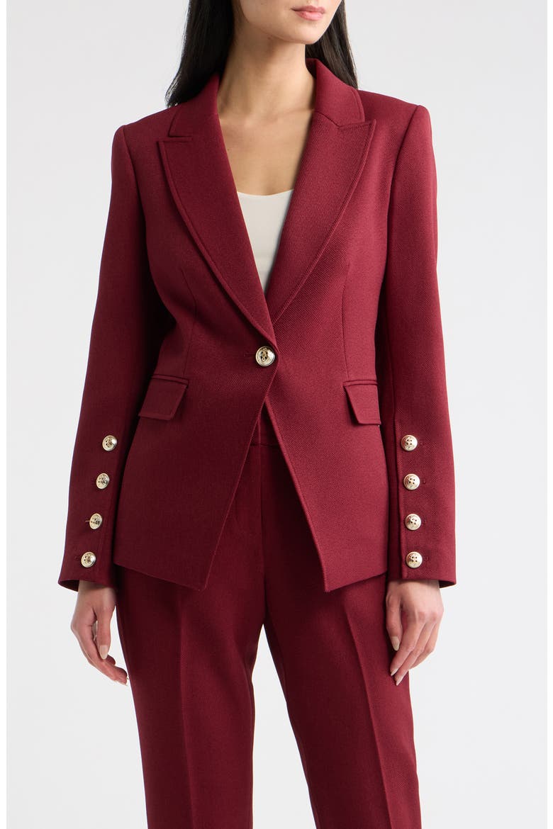 One-Button Structured Blazer, Main, color, CRANBERRY