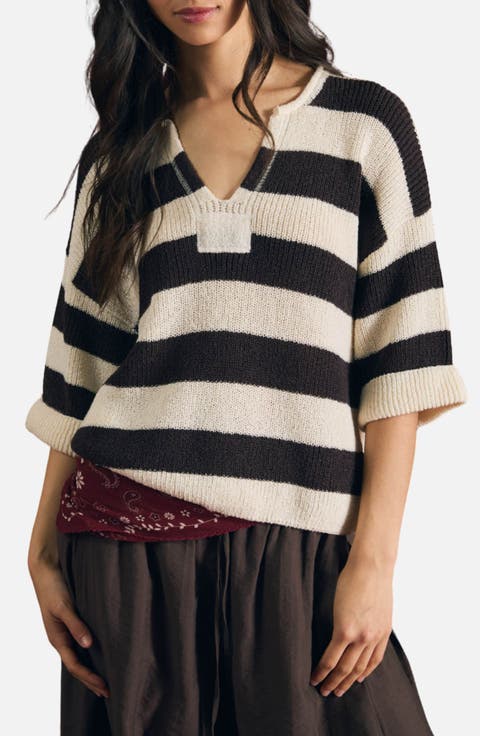 Stripe Short Sleeve Sweater