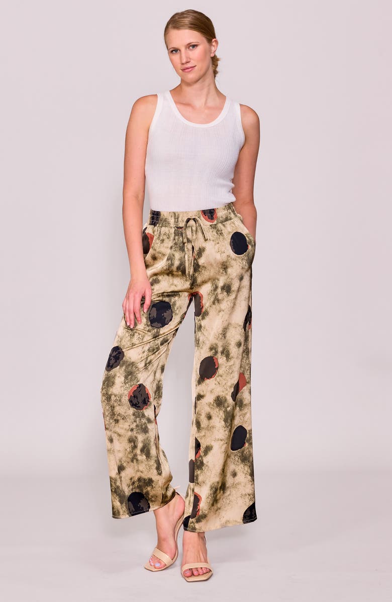 MELLODAY Print Satin Pull-On Pants, Alternate, color, Lt Taupe Abstract