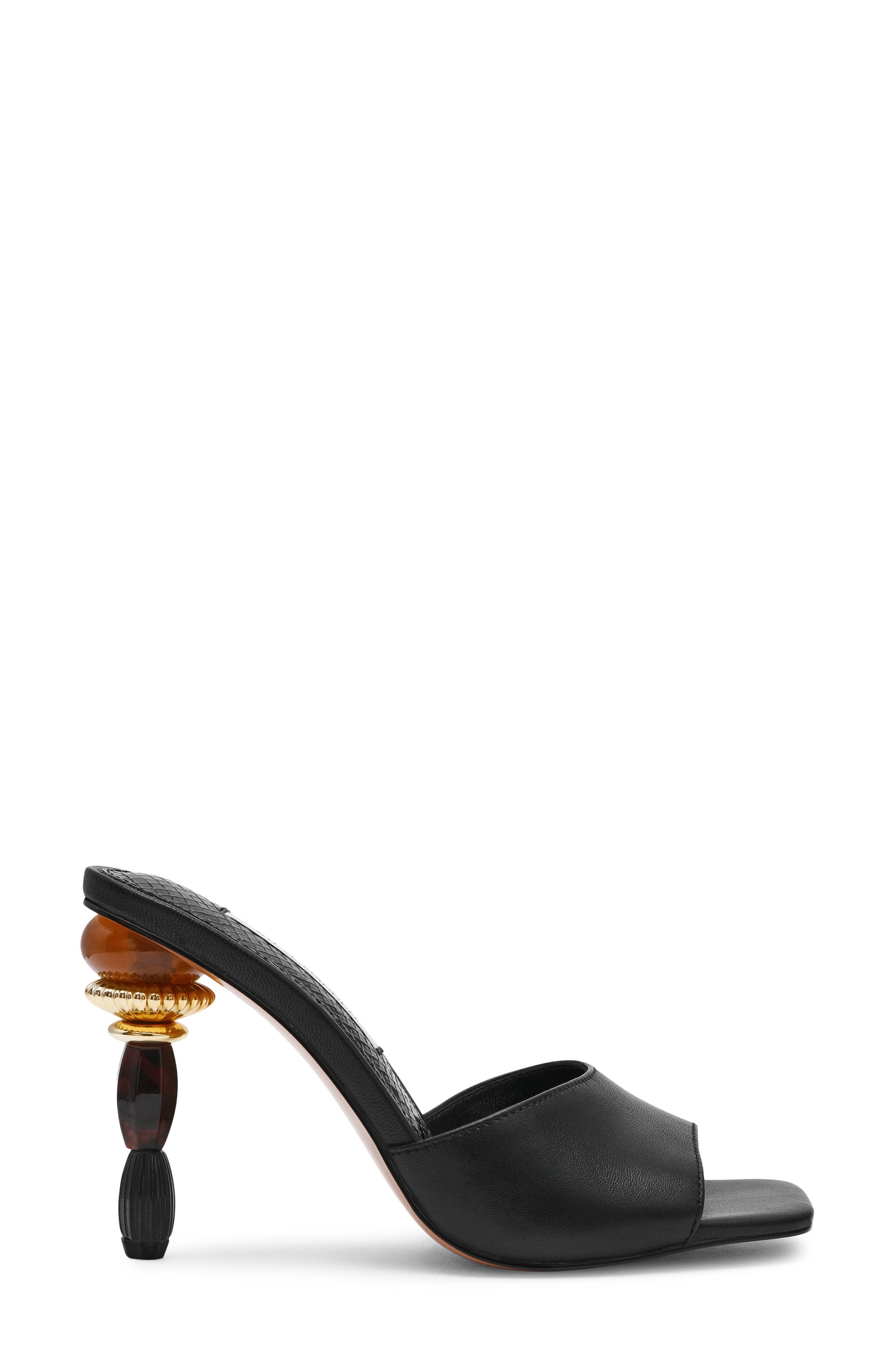 Sia Statement Heel Slide Sandal, Alternate, color, BLACK LEATHER
