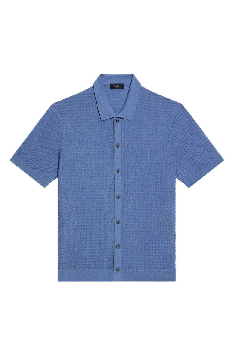 Theory Cairn Short Sleeve Organic Cotton Button-Up Shirt, Alternate, color, Bering