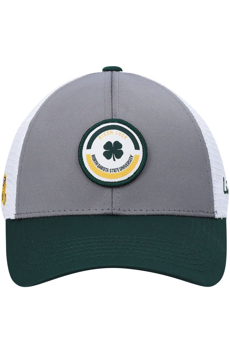 Black Clover Men's Green/Gray NDSU Bison Motto Trucker Snapback Hat, Alternate, color, 