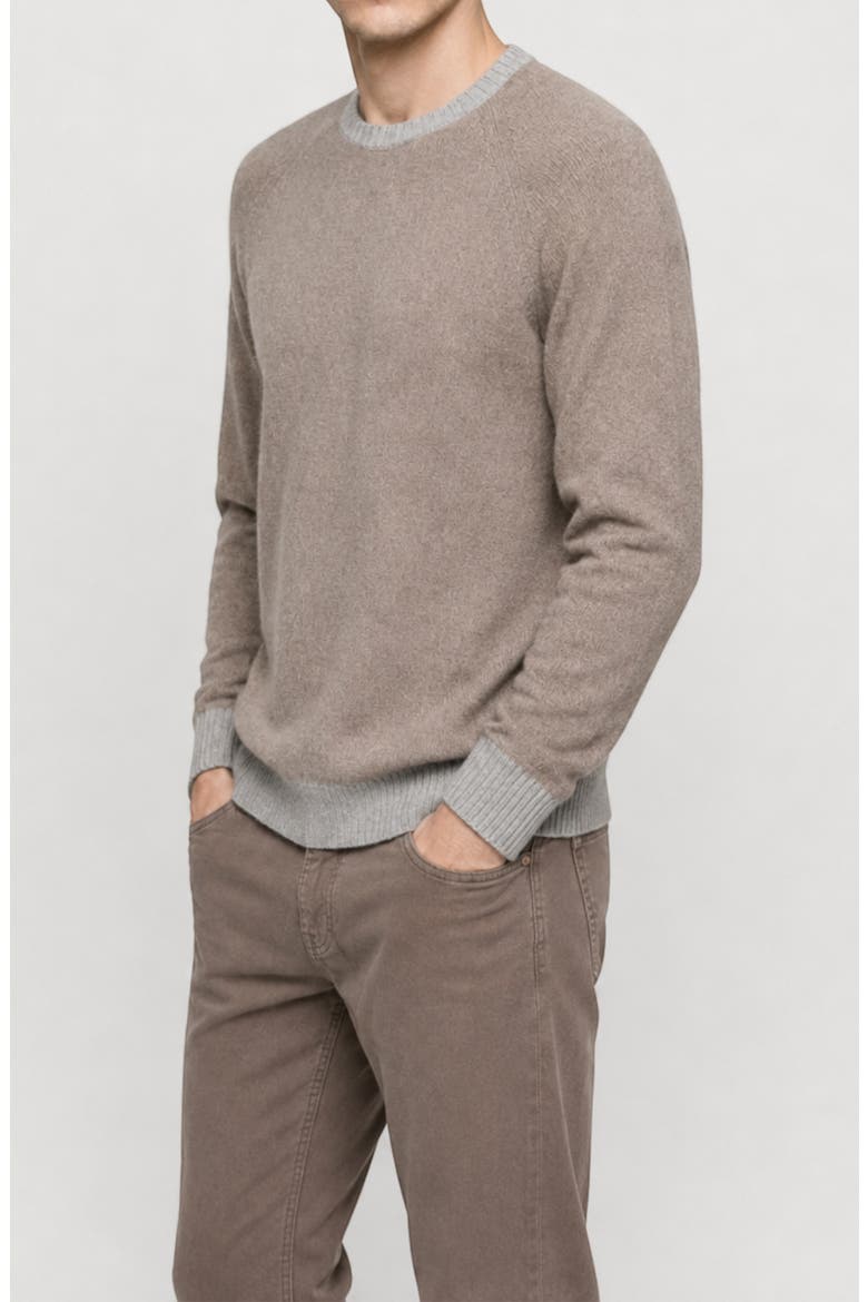 Contrast Crewneck Wool Blend Sweater, Alternate, color, TAUPE