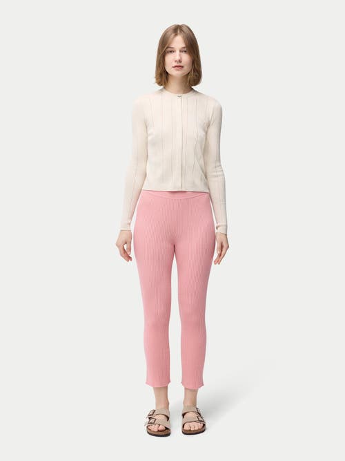 Gobi Mongolian Cashmere Hidden Button-front Cashmere Silk Cardigan In Whisper White